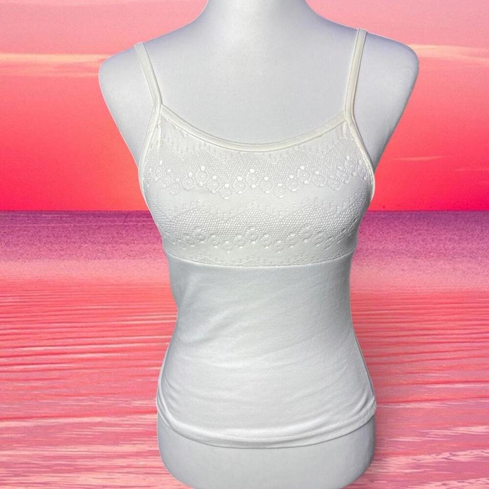 Deadstock 90s White Tank Featuring Lace Detail
